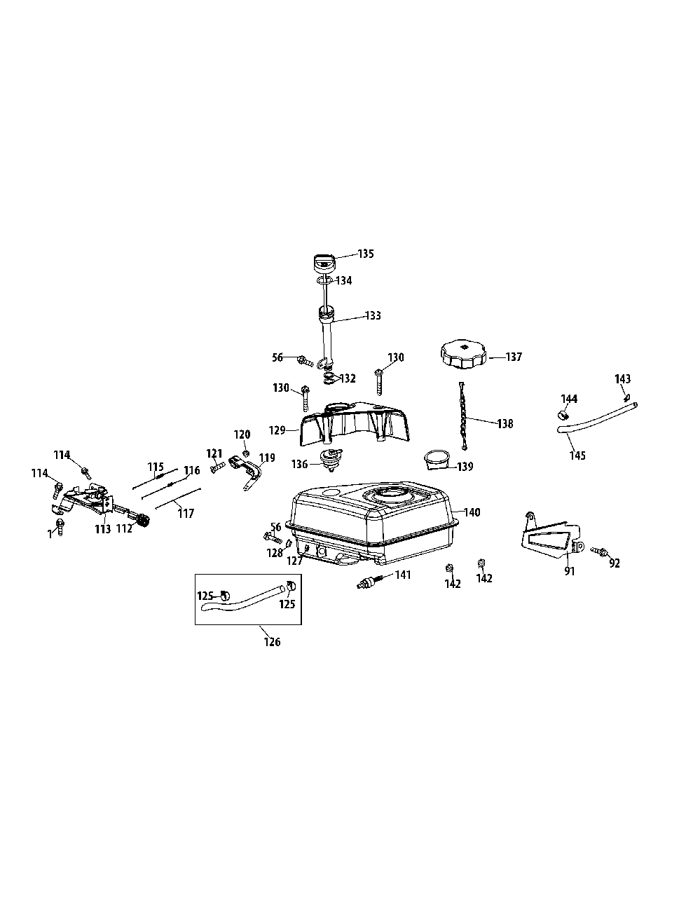 170-Cu Fuel Tank Diagram and Parts List for CS45M4 (24A-45M4700)(2014) Yard Machines Chipper Shredder